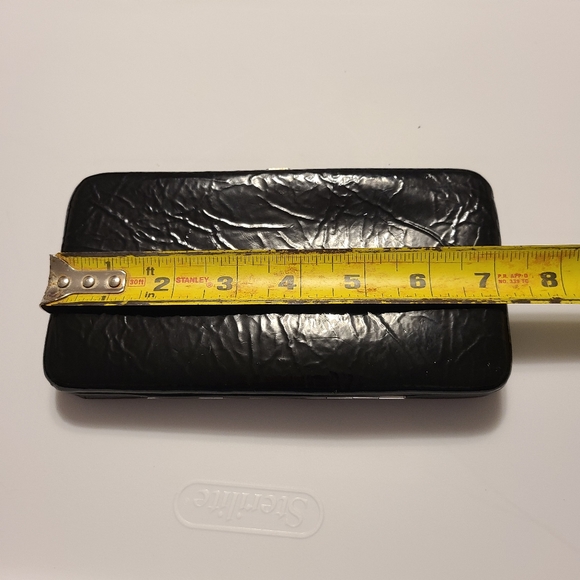 Slim Black Clutch Faux Leather Flat Wallet - Picture 9 of 11